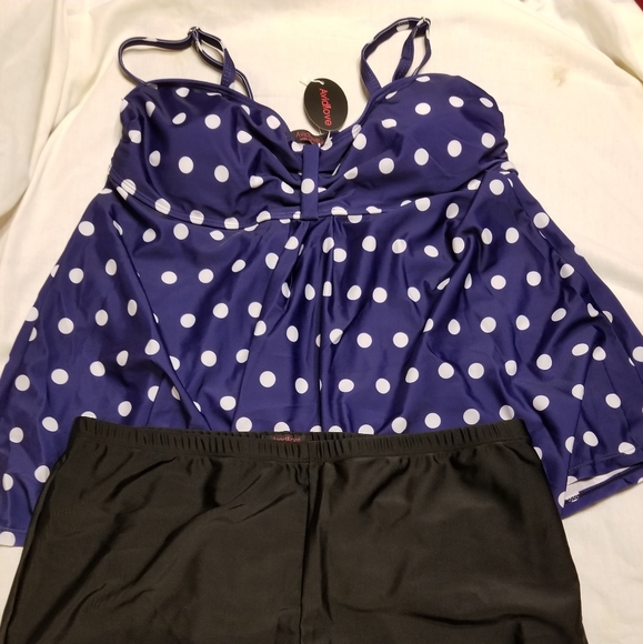 - NwT swim tankini swim dress xxl boy short swim plus size - Picture 6 of 12